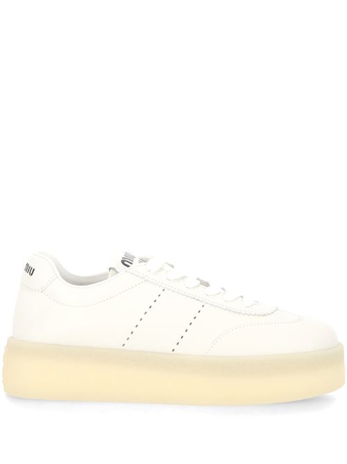 White calf leather flatform sneakers Miu Miu | 5E278EF-045LW4F0009